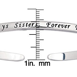Sterling Silver Engraved Sister Sentiment Cuff Bracelet