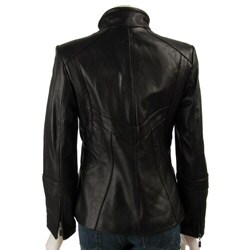 Izod Women's Black Lamb Leather Motorcycle Jacket