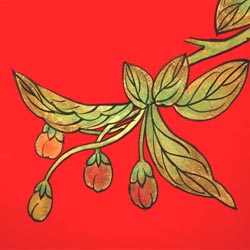 Red and Gold Hand-painted Cabinet/ End Table