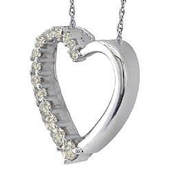 10k White Gold 1/4ct TDW Diamond Heart Necklace (K, I2-I3)