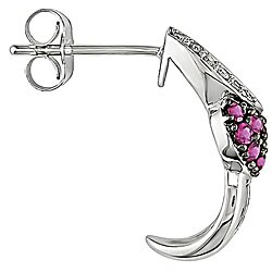 10k Gold Ruby and 1/10ct TDW Diamond Heart Earrings