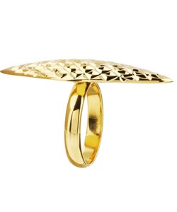 18k Gold Overlay Diamond-cut Marquise Ring