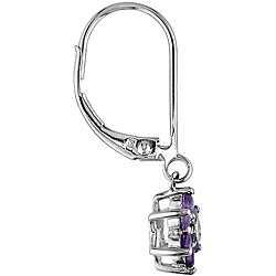 14k White Gold Amethyst and Diamond Earrings
