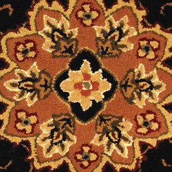 Handmade Tabriz Black/ Burgundy Wool and Silk Rug (2' x 3')