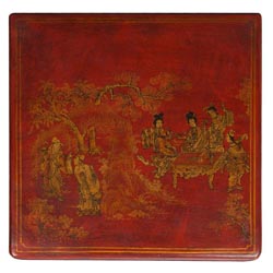 Hand-painted Red Bonded Leather Dresser/ Accent Table