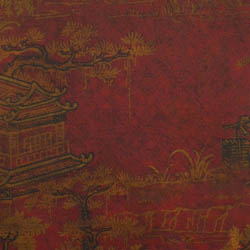 Hand-painted Red Bonded Leather Oriental Accent End Table