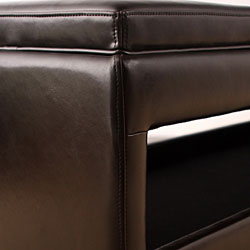Flip-top Dark Brown Leather Storage Bench