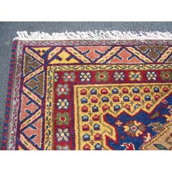 Indo Kazak Hand-knotted Gold/ Red Rug (5' x 7')
