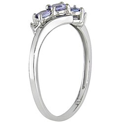 10k White Gold Tanzanite and Diamond Curve Ring