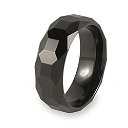 Black-plated Tungsten Faceted Polished Band (8 mm)