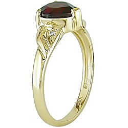 10k Gold Garnet and Diamond Accent Heart Ring