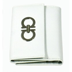 Ferragamo Textured White Leather Wallet