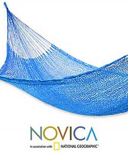 Handmade 'Turquoise Sonata' Hammock (Mexico)