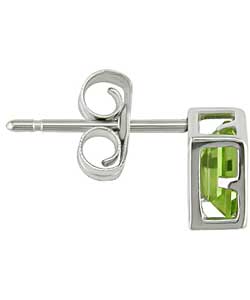 14k White Gold Peridot Stud Earrings