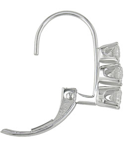 14k White Gold 1/2ct TDW Round Diamond Three-Stone Hoop Earrings (I-J/ I2-I3)