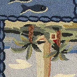 Hand-hooked Nautical Blue Wool Rug (5'3 x 8'3)