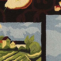 Hand-hooked Vineyard Brown Wool Rug (5'3 x 8'3)