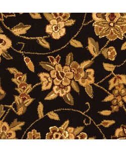 Handmade Traditions Isfahan Black/ Burgundy Wool and Silk Rug (2' x 3')
