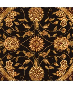Handmade Isfahan Black/ Burgundy Wool and Silk Rug (6' Round)