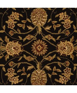 Handmade Traditions Isfahan Black/ Burgundy Wool and Silk Rug (6' x 9')