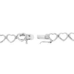 Icz Stonez Sterling Silver Cubic Zirconia Heart Link Necklace