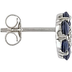 10k Gold White and Blue Sapphire Flower Earrings