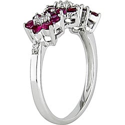 10k Gold Diamond Ruby and White Sapphire Ring  
