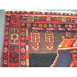 Persian Hamadan Black/ Rust Runner Rug (4'9 x 11'6)