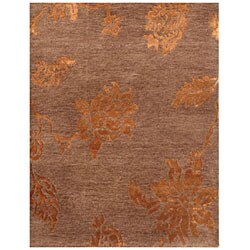 Hand-knotted Accra Brown Wool Rug (5'6 x 8'6)
