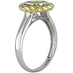 10k Two-tone Gold Round Peridot Ring