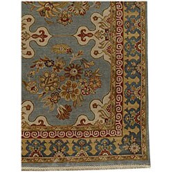 Hand-knotted Sangli Slate Blue Wool Rug (6' x 9')