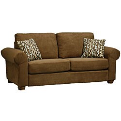 Olga Rolled Arm Dark Brown Microfiber Sofa
