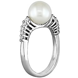 14k Gold FW Pearl and 1/4ct TDW Diamond Ring (7-8 mm)