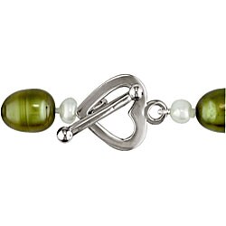 FW Green and White Pearl Necklace Bracelet Set