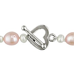FW Pink and White Pearl Necklace Bracelet Set