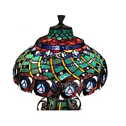 Tiffany-style Peacock Iron Table Lamp