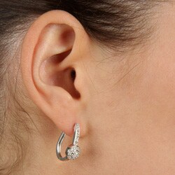 14k White Gold 3/8ct TDW Diamond Hoop Earrings (I-J, I1)