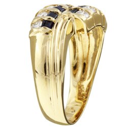 14k Gold Sapphire and 2/8ct TDW Diamond Ring (H-I, SI-1)