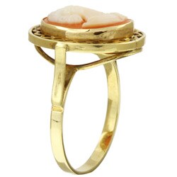 14k Yellow Gold Lady Cameo Estate Ring