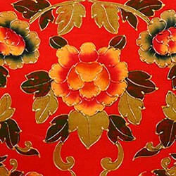 Red and Yellow Tibetan End Table/ Storage Cabinet