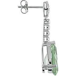 14k Gold Green Amethyst and 1/6ct TDW Diamond Earrings