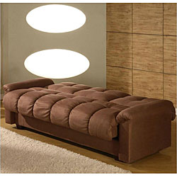 Multifunctional Microsuede Mocha Storage Sofa Bed