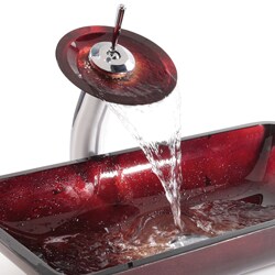 Kraus Galaxy Fire Red Rectangular Sink/ Waterfall Faucet