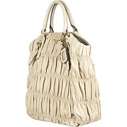 Prada Nappa Gaufre Cream Leather Shopping Bag - 11499482 ...  