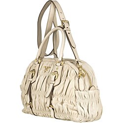 Prada Nappa Gaufre Cream Leather Bowler Bag - 11499541 - Overstock ...  