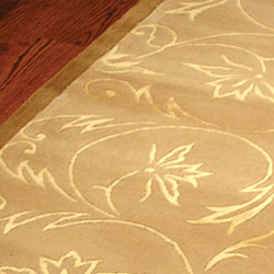 Handmade Zoe Bouquet Beige Wool and Silk Rug (6' x 9')