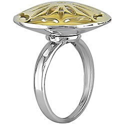 10k Gold Over Silver Round Disc Cutout Ring