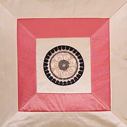 Beige/ Pink Silky Squares Cushion Cover