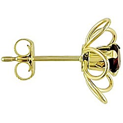 14k Yellow Gold Garnet Earrings and Necklace Set