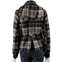 Jou Jou Marcelle Women's Plaid Wool Peacoat 